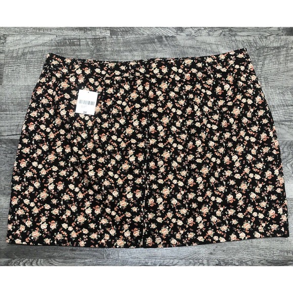 Forever 21 Black & Pink Rose Sz 3X Skirt Denim Mini Cover Up Plus Size Vacay E2 - Picture 3 of 10